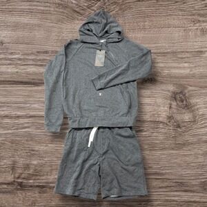 Tuxy Men Grey Short Suit One Piece Hoodie Shorts Romper WSP-10138 Size M NEW